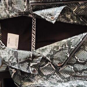 Bershka Snakeskin Leather Jacket - Black and White
